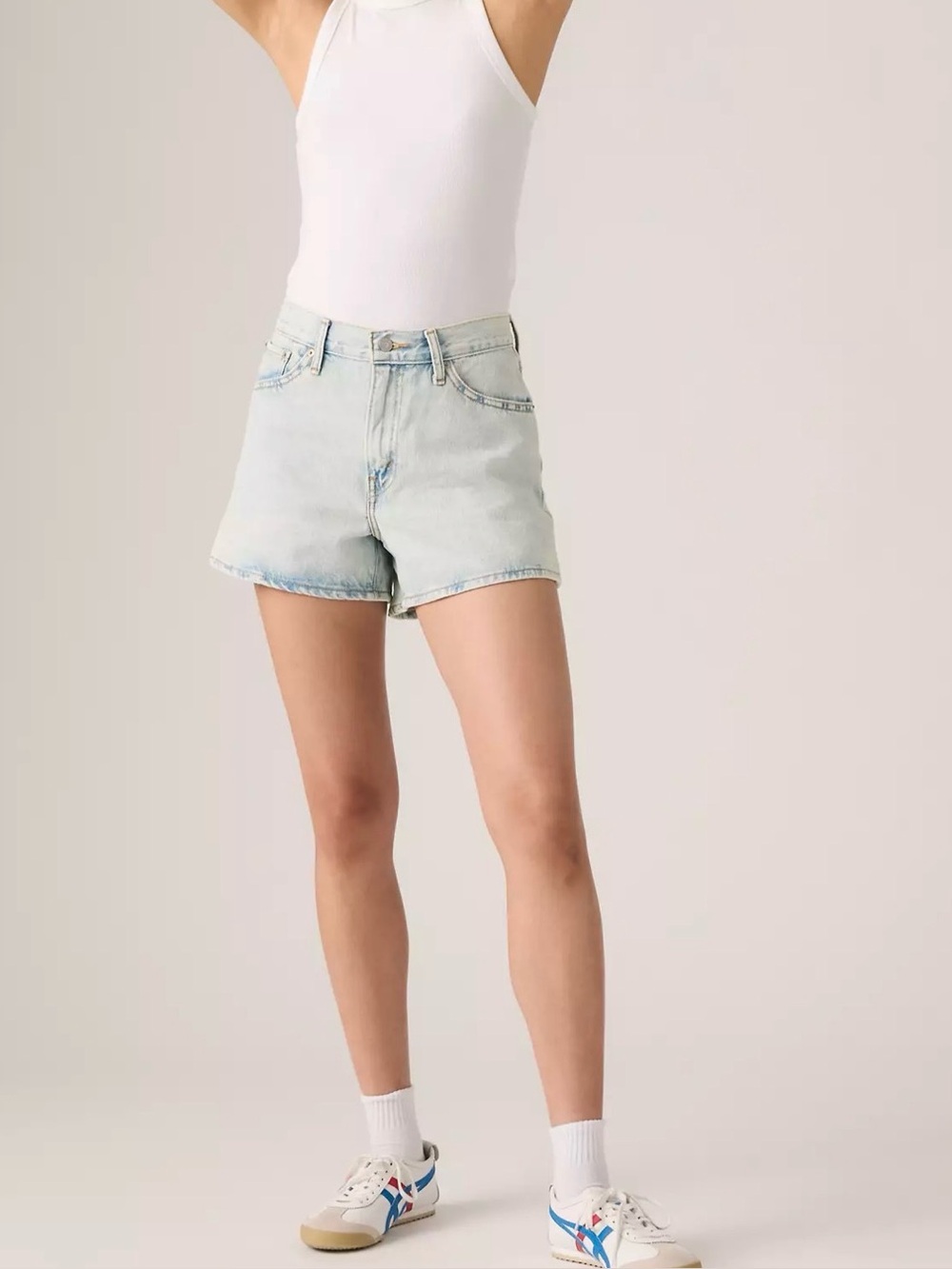 Levi's light wash mom high waist denim shorts